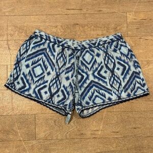 Jasmin & Ginger Women's Blue Drawstring Shorts W/Pockets Sz Small 100% Cotton
